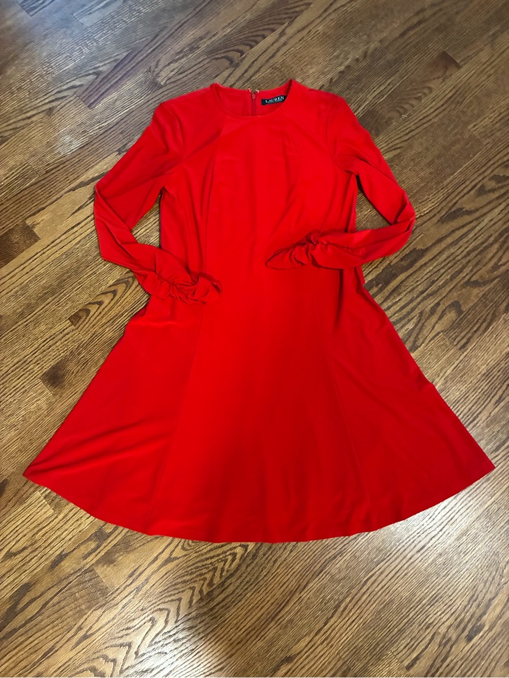 Ralph Lauren Bright Red Long-Sleeve A-Line Dress